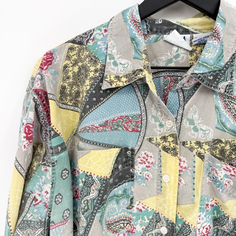 Vintage Extra Elements Cotton Patchwork Button Do… - image 2